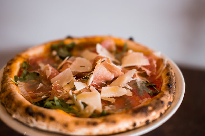 Ham and Mushroom classic pizza